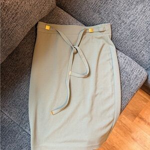 NYC Women's Midi Skirt in Light Green with Gold Accents